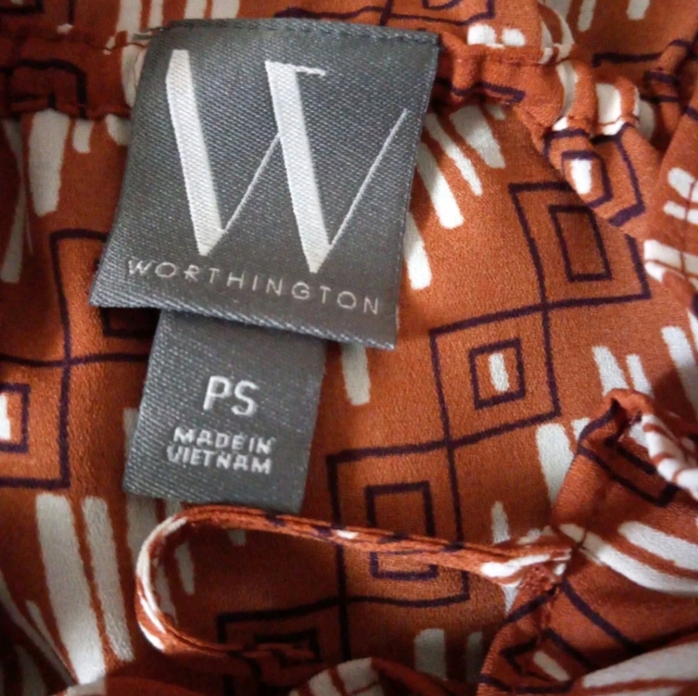 Worthington Size PS Womens Split Tie Neck Long Sleeve Blouse NWT $25 - Picture 10 of 13